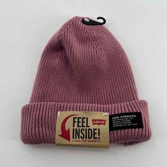 Levi's Soft Rib Knit Beanie - Pink - One Size - New with tags - Picture 1 of 5